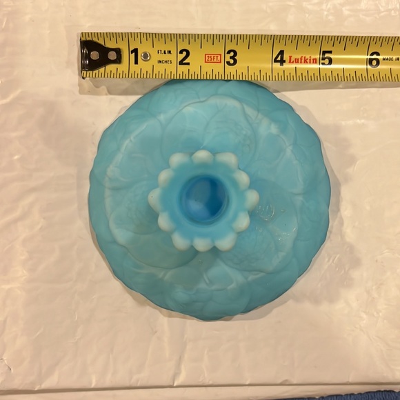 A Pair of Fenton Satin Blue Candle Holder - Picture 3 of 7